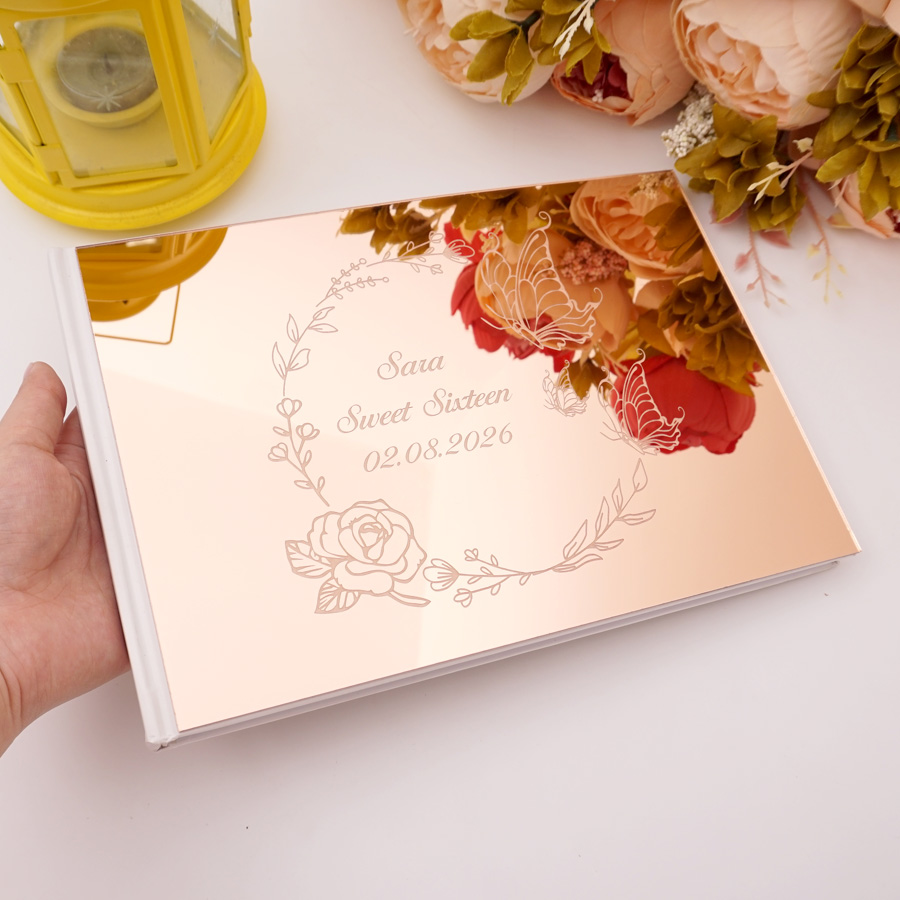 Personalized Guest Book - 맞춤형 나비 디자인 아크릴 미러 방명록