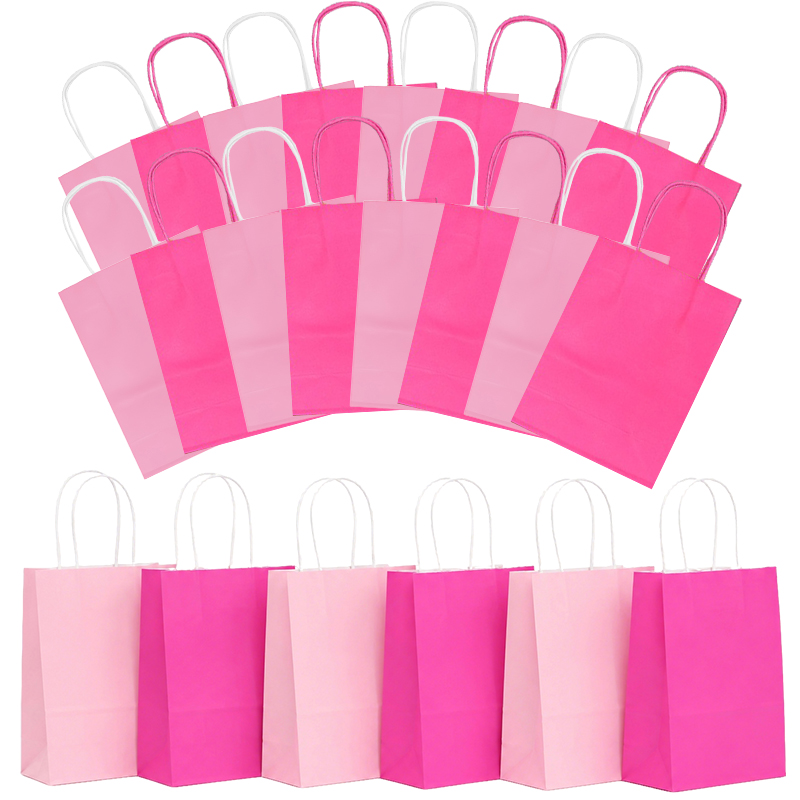 Wedding Supply Shops - 12PCS 크래프트 종이 쇼핑백 로즈 핑크