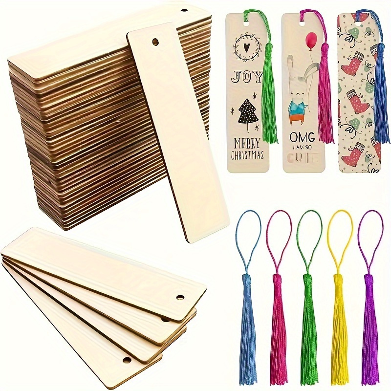 Wedding Supply Co - DIY 10PCS 나무 사각형 빈 북마크