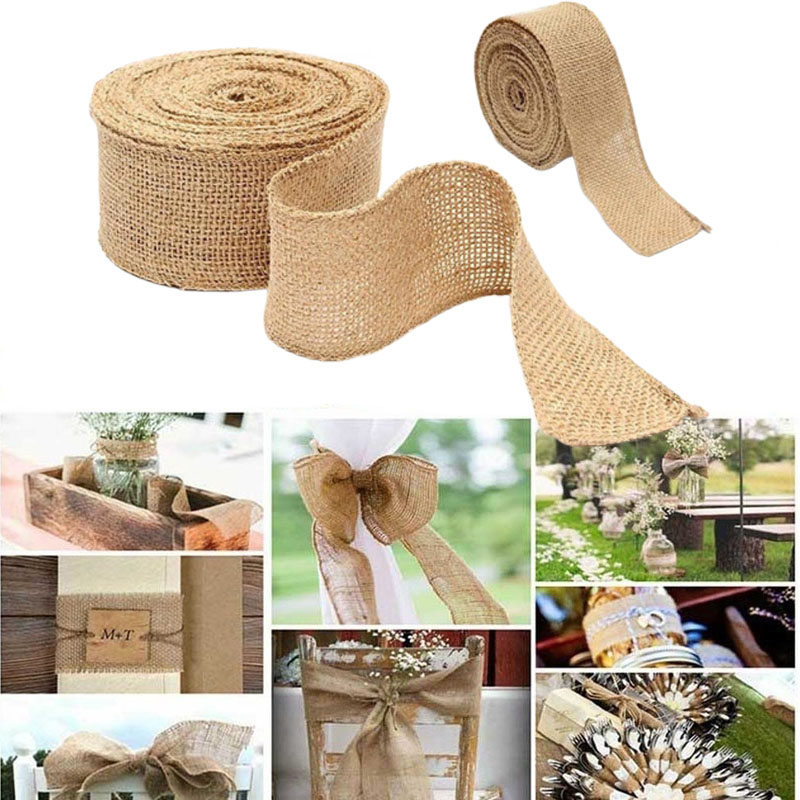 Wedding Supply Rentals - 공예용 천연 주트 트림 리본, 2M/롤,