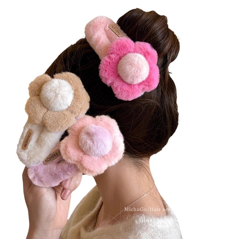 Wedding Solution - 여자아이들을 위한 플러시 꽃 머리핀, 귀여운