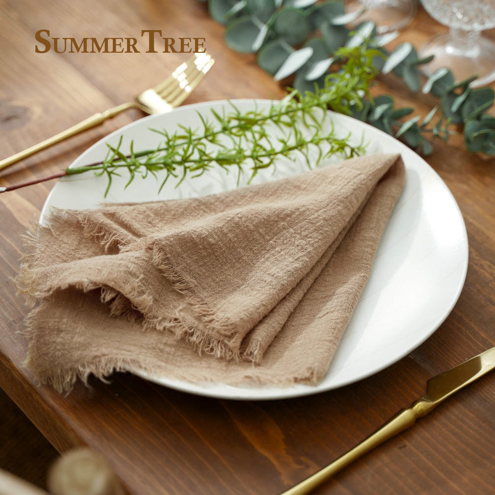 Wedding Supply Rentals - 12pcs 레트로 냅킨 42x42cm 소박한 테이블