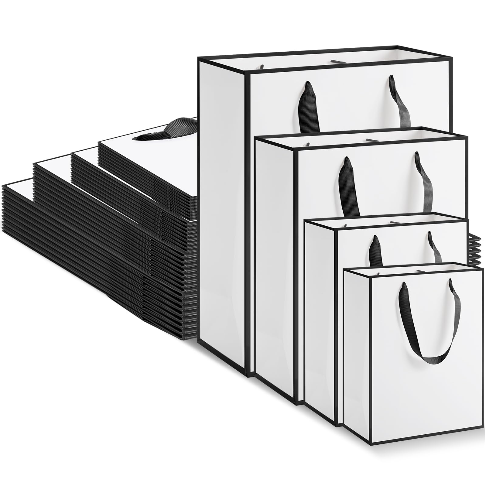 10pcs 선물 포장 흰색 종이 가방 검은 테두리 쇼핑 - Wedding Supply Shops 리뷰 및 가격
