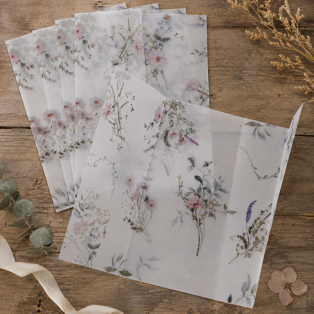 20/50pcs 수채화 야생화가 있는 벨럼 랩, DIY - Wedding Envelopes 리뷰 및 가격