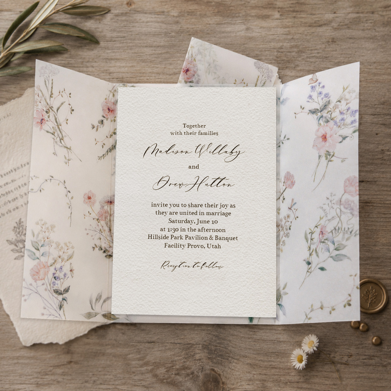 20/50pcs 수채화 야생화가 있는 벨럼 랩, DIY - Wedding Envelopes 리뷰 및 가격