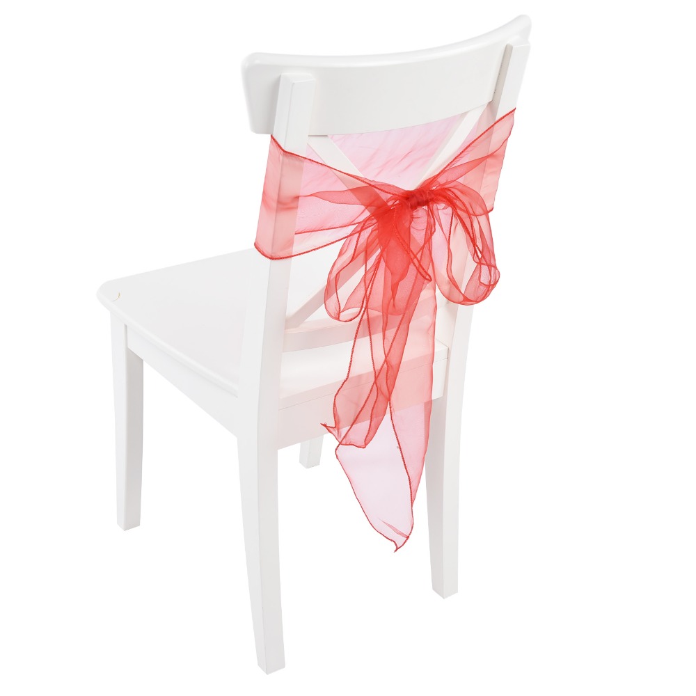 10개 블루, 레드, 옐로우, 퍼플 오간자 웨딩 의자  - Chair Sash Organza 리뷰 및 가격
