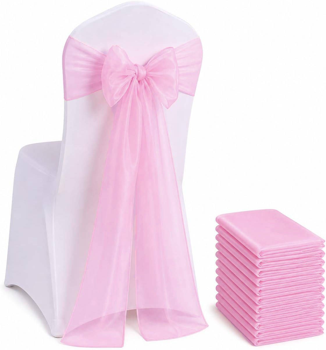 오간자 의자 장식 리본 100/50/10개, 웨딩 파티 - Chair Sash Organza 리뷰 및 가격