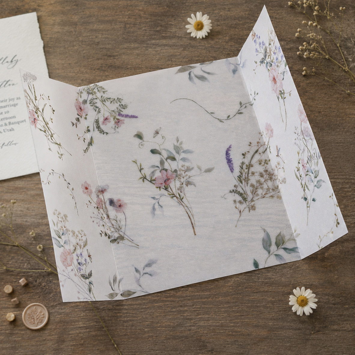 20/50개입 수채화 야생화 무늬 벨럼 랩, DIY 벨 - Wedding Envelopes 리뷰 및 가격
