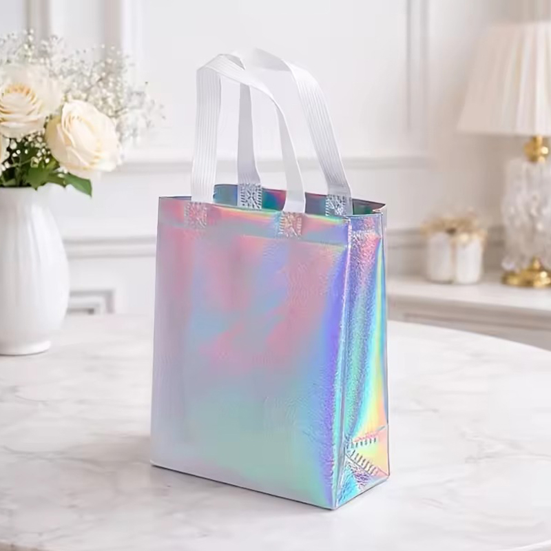 10개/팩 무지개 빛깔의 레이저 쇼핑백(흰색 튼튼한 손 - Wedding Supply Shops 리뷰 및 가격